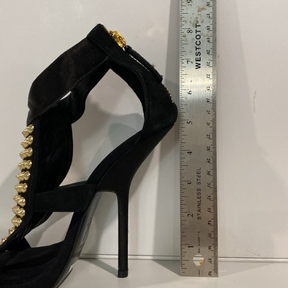 Giuseppe Zanotti Gold Studded Black Heel Booties Size 36 Designer Statement - Picture 10 of 16